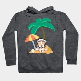 Space Corgi goes to the beach! - The Cool Astronaut Puppy! Hoodie